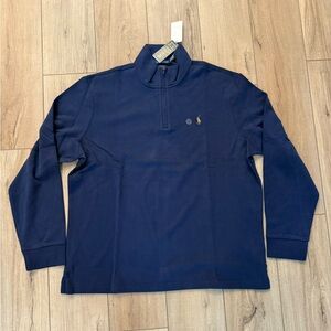 NWT Polo Ralph Lauren Men's Estate Rib Quarter Zip Blue Pullover Sweater shirt